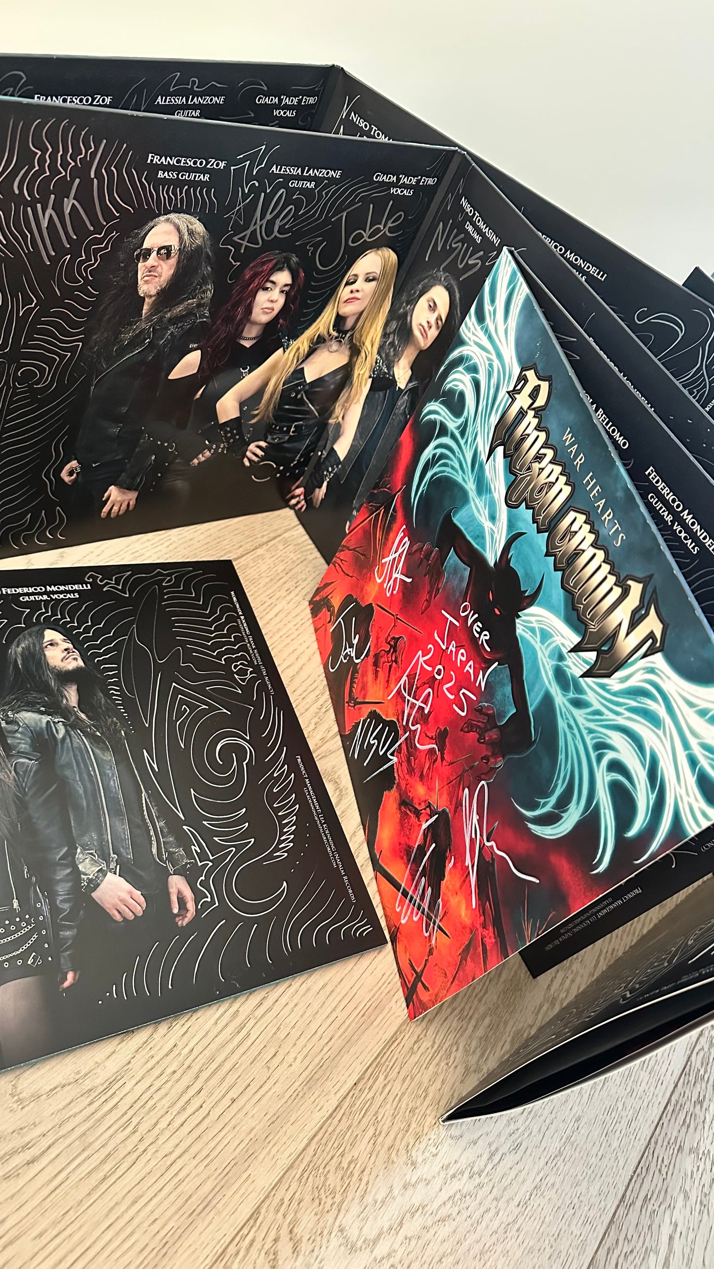 CUSTOM "War Hearts over Japan", one-of-a-kind unique Aquamarine Vinyl (signed and customized by the band members)