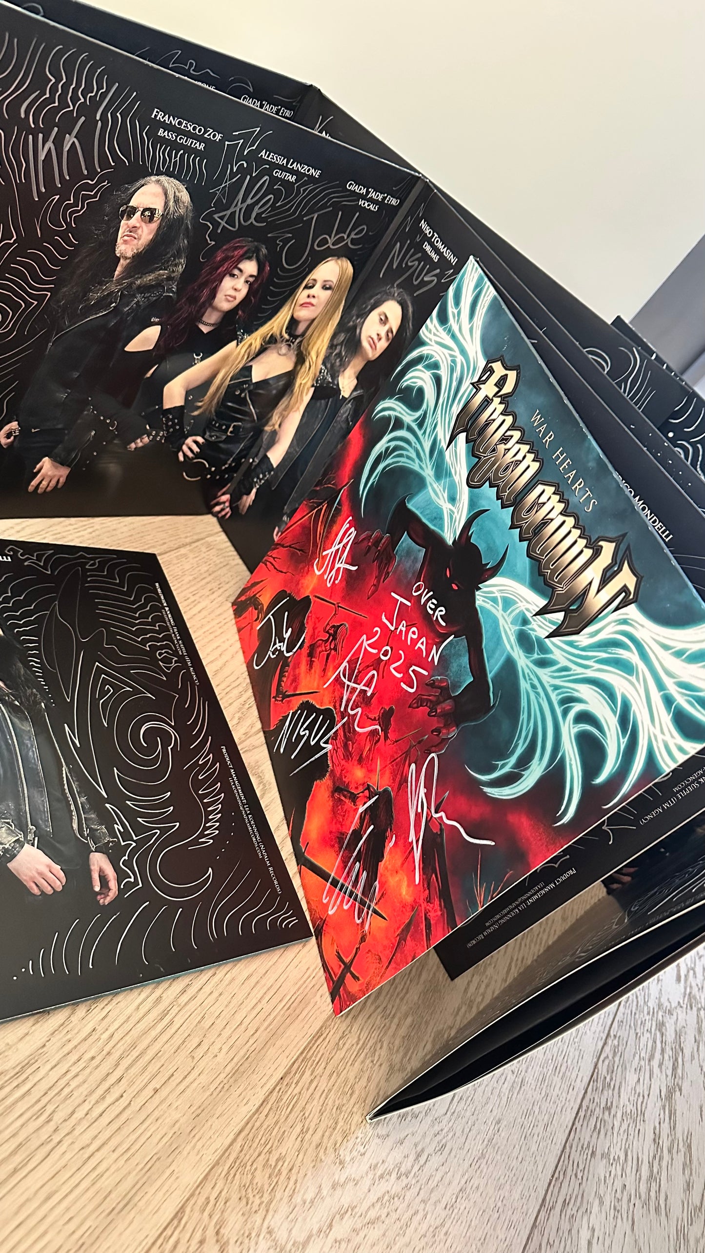 CUSTOM "War Hearts over Japan", one-of-a-kind unique Aquamarine Vinyl (signed and customized by the band members)